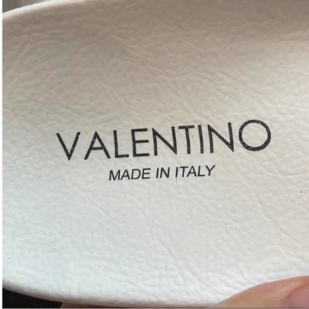 Valentino Leather Logo Neon Green  Slide Sandals